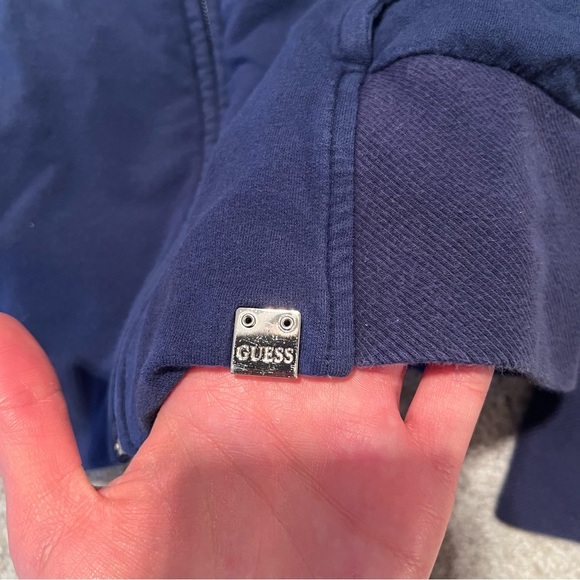 SOLD GUESS navy blue y2k vintage zip up tight fit jacket - Picture 5 of 8